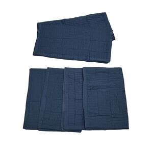 Quilted Pillow Shams Real Simple Set Of 6 2 Euro & 4 Standard Sham Blue Cotton
